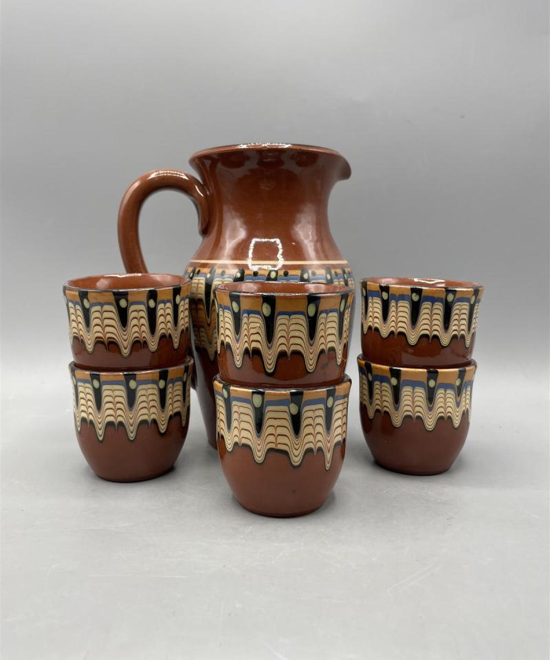 Keraaminen kannu ja kupit 6kpl