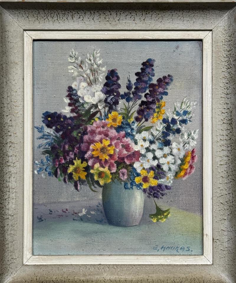 Taulu öljyväri kukka-asetelma E Ahokas