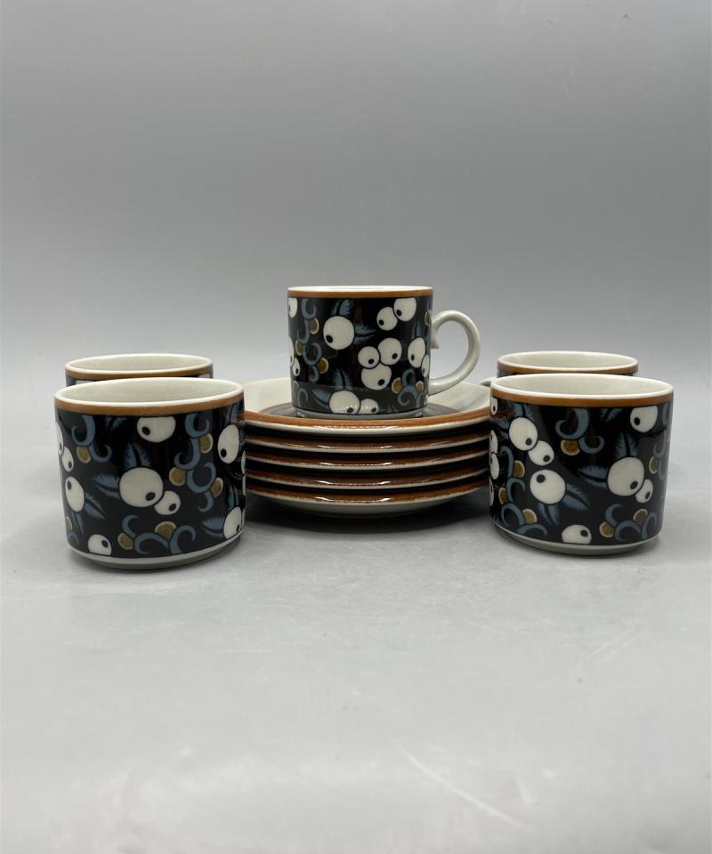 Arabia Taika mustikka kahvikupit 5kpl, Inkeri Seppälä