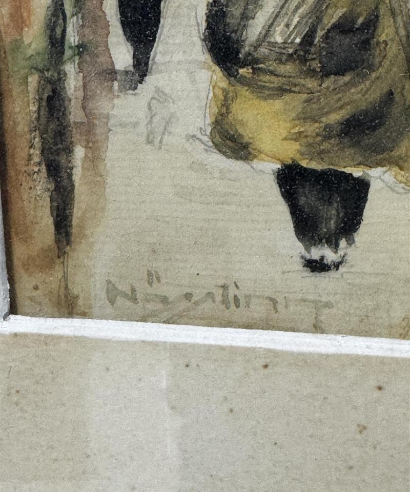 Taulu vesiväri kaupunkimaisema tuntematon