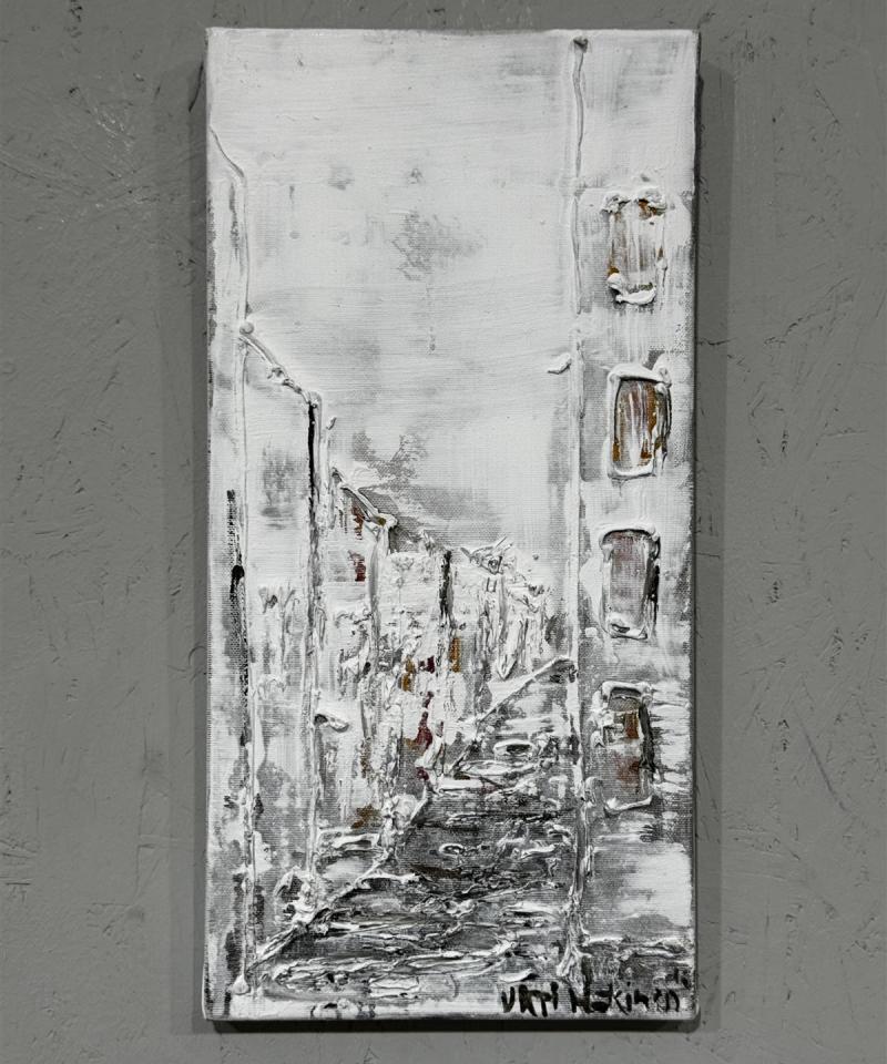 Taulu öljyväri kaupunkimaisema Virpi Mäkinen