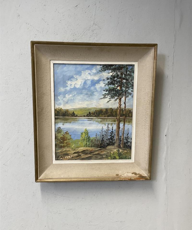 Taulu ”Järvimaisema” öljyväri, P Paavola