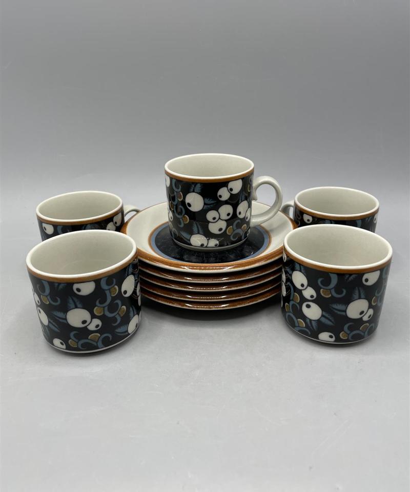 Arabia Taika mustikka kahvikupit 5kpl, Inkeri Seppälä