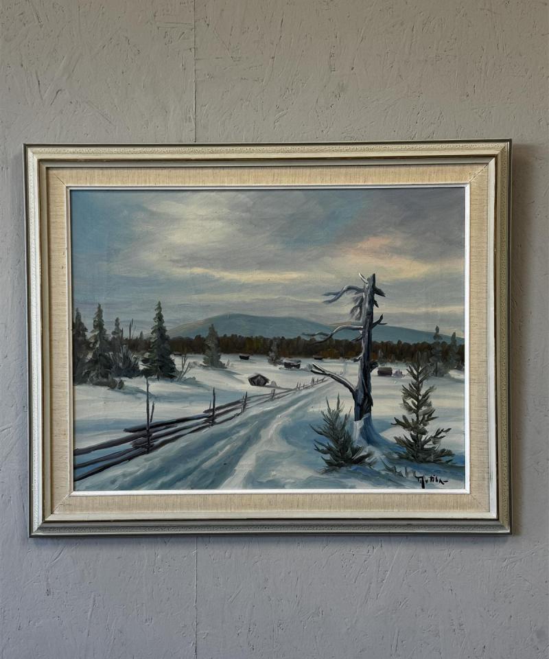 Taulu öljyväri talvimaisema tuntematon