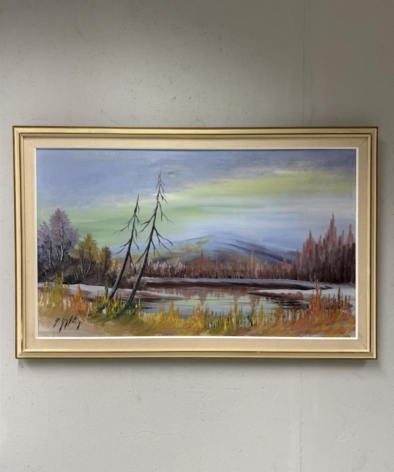 Taulu öljyväri kankaalle tunturimaisema A Ahven (?)