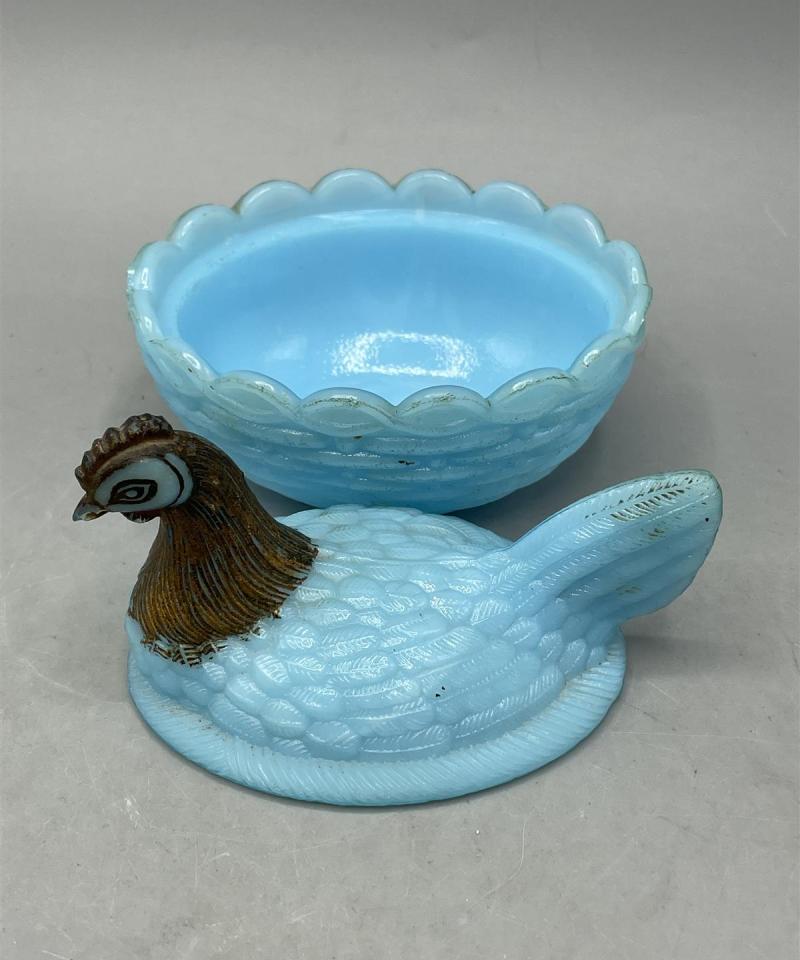 Vintage Sininen kananpesä rasia