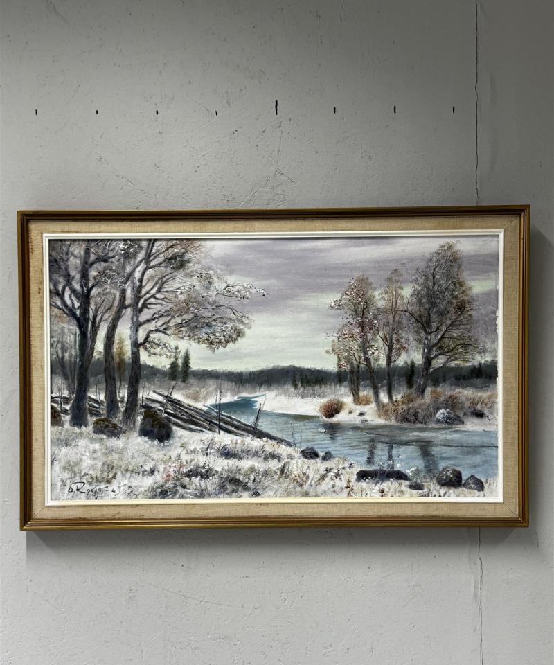 Taulu öljyväri talvinen maisema Rovio