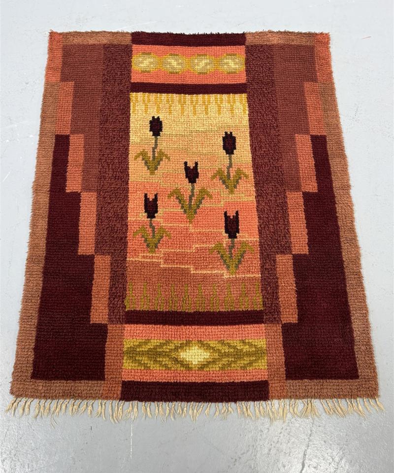 Vintage Mustat tulppaanit ryijy Axel Wilhelm Raitio