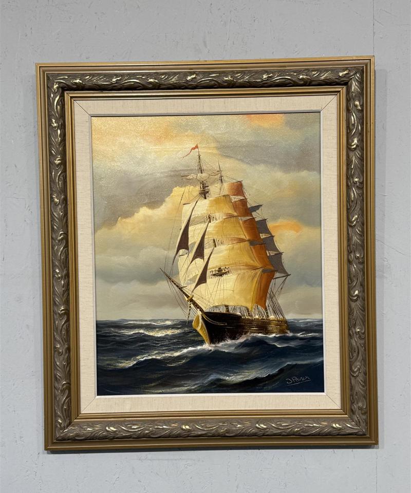 Taulu öljyväri merimaisema J. Parker (?)