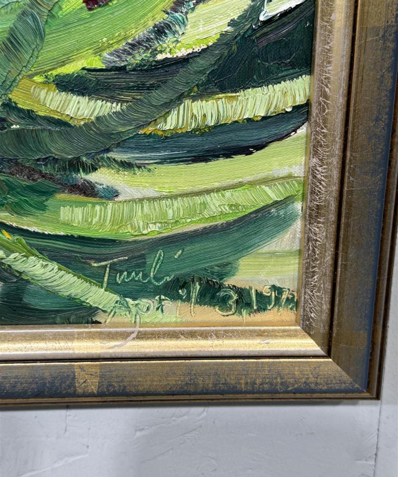 Taulu öljyväri maisema Tuuli 1972