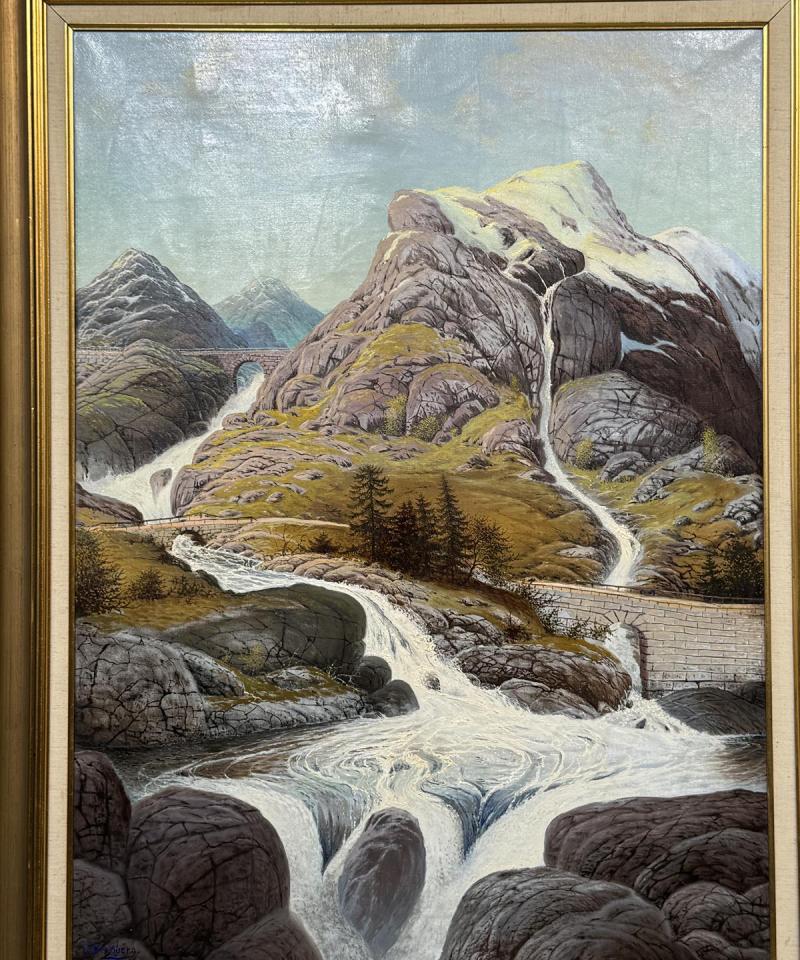 Taulu öljyväri vuoristomaisema H. Hernberg