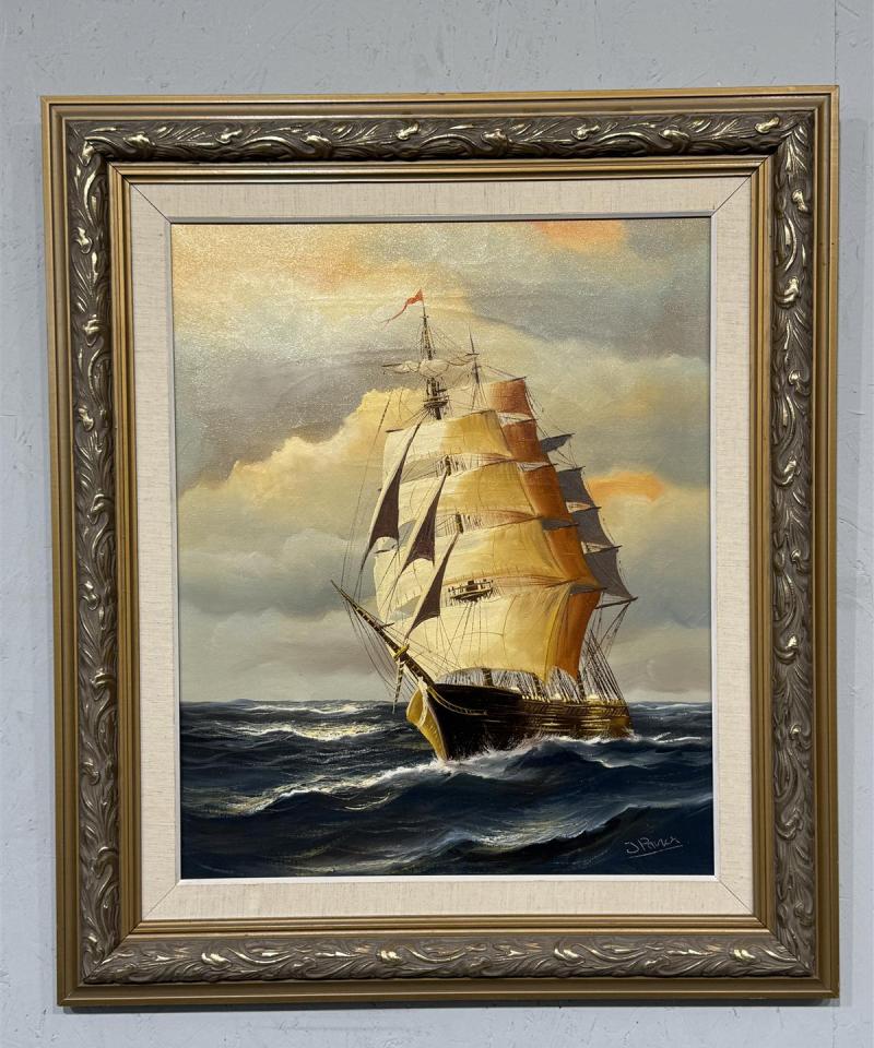 Taulu öljyväri merimaisema J. Parker (?)