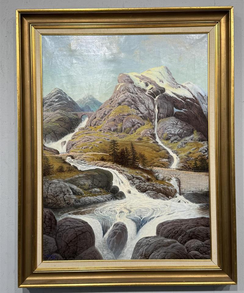 Taulu öljyväri vuoristomaisema H. Hernberg