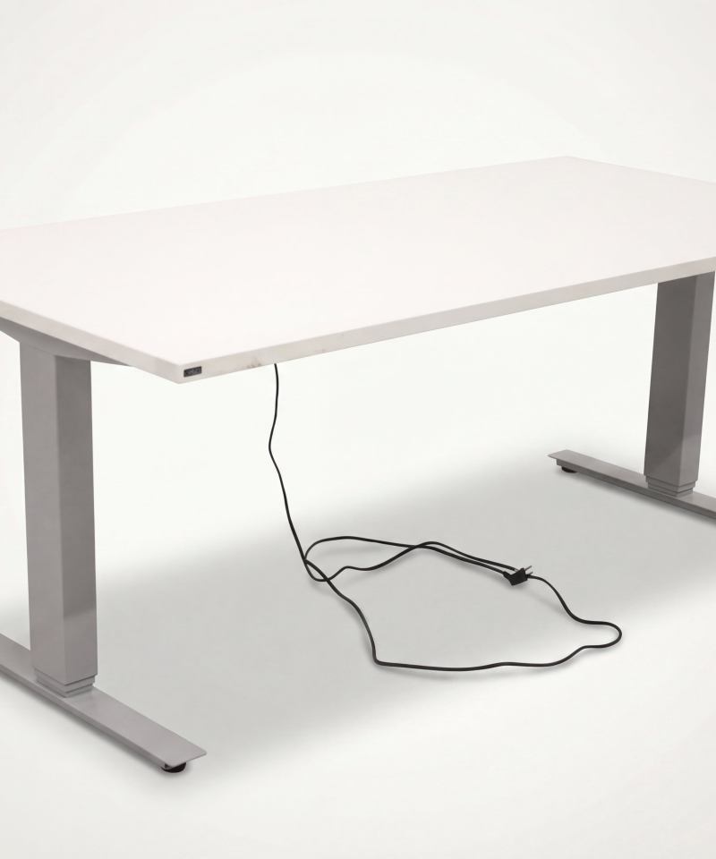 Käytetty laadukas sähköpöytä, harmaa runko, valitse kansikoko (100-200x80cm)