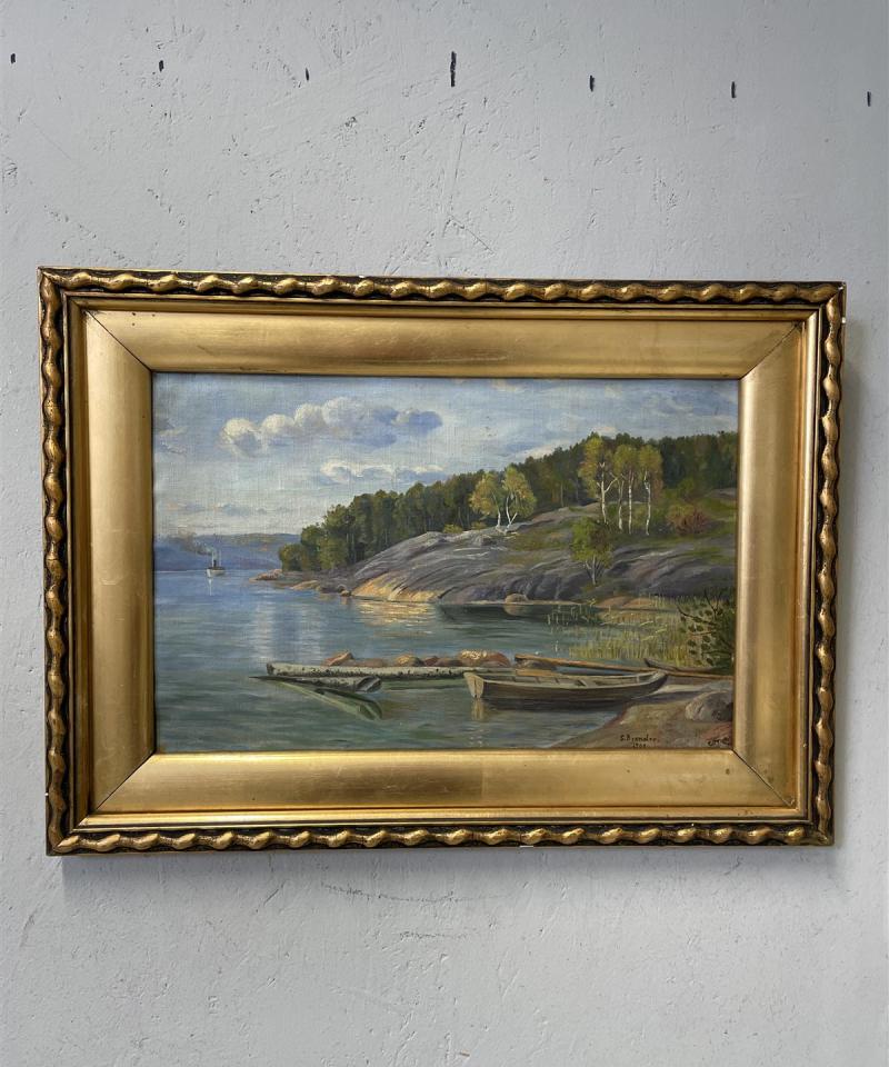 Taulu Merimaisema öljyväri, S Brander 1902