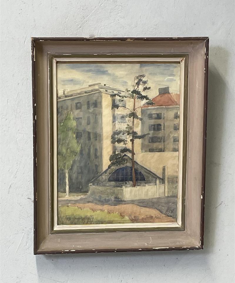 Taulu Topeliuksenkadulta vesiväri, Juho Karttunen 1938