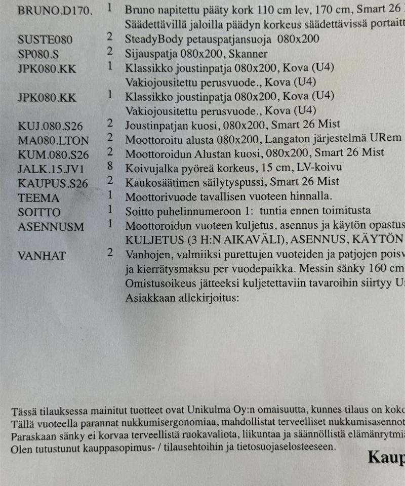 Unikulma Klassikko parisänky 160x200 moottoroitu