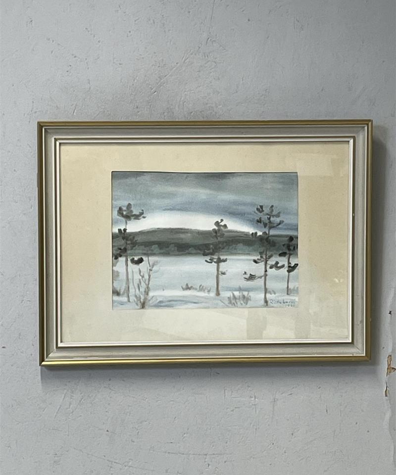 Taulu Maisema vesiväri, Ristu Barni 1961