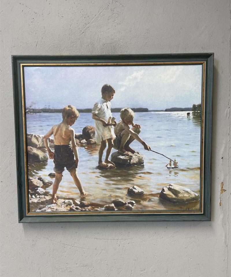 Sisustustaulu ”Leikkiviä poikia rannalla”, Albert Edelfelt canvas-tuloste