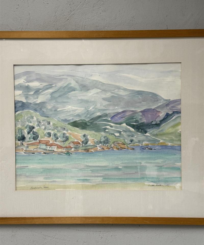 Taulu akvarellimaalaus Samos Kerttu Lehtinen