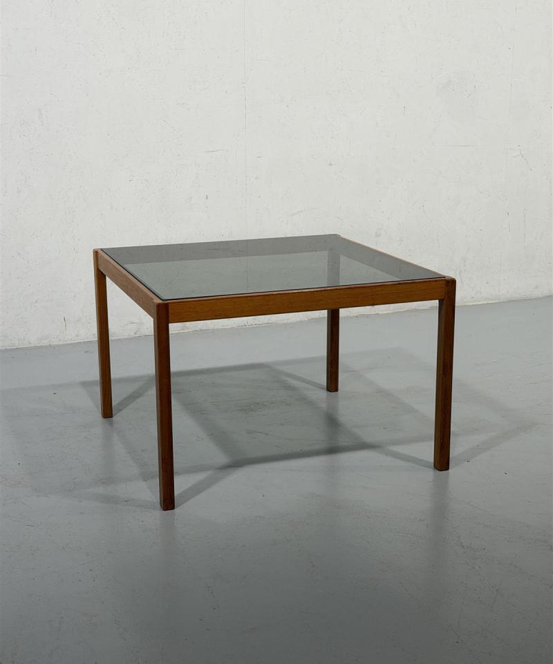 Vintage teak lasipöytä 80x80