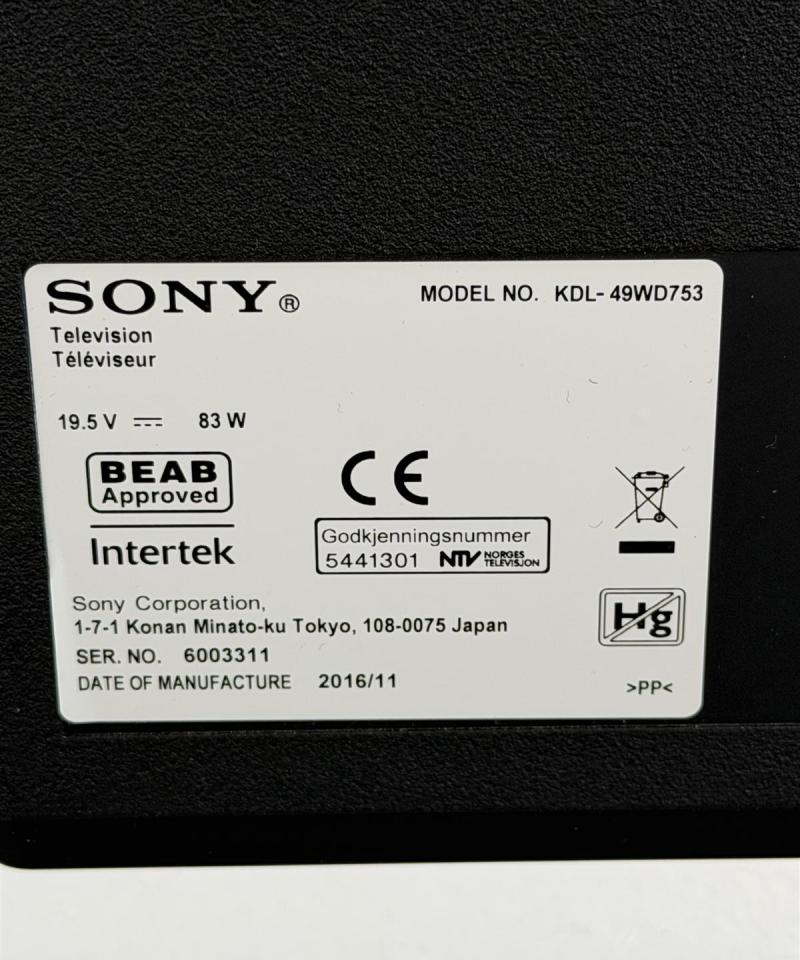 Sony Full HD Smart 49" TV KDL-49WD753