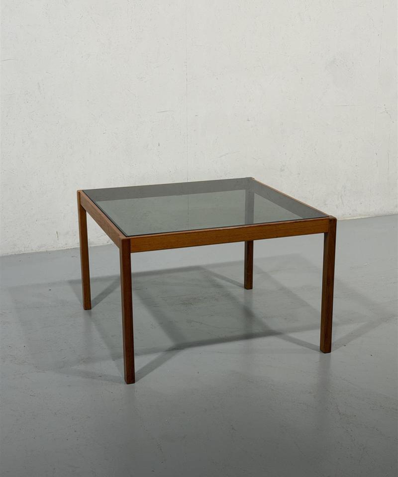 Vintage teak lasipöytä 80x80
