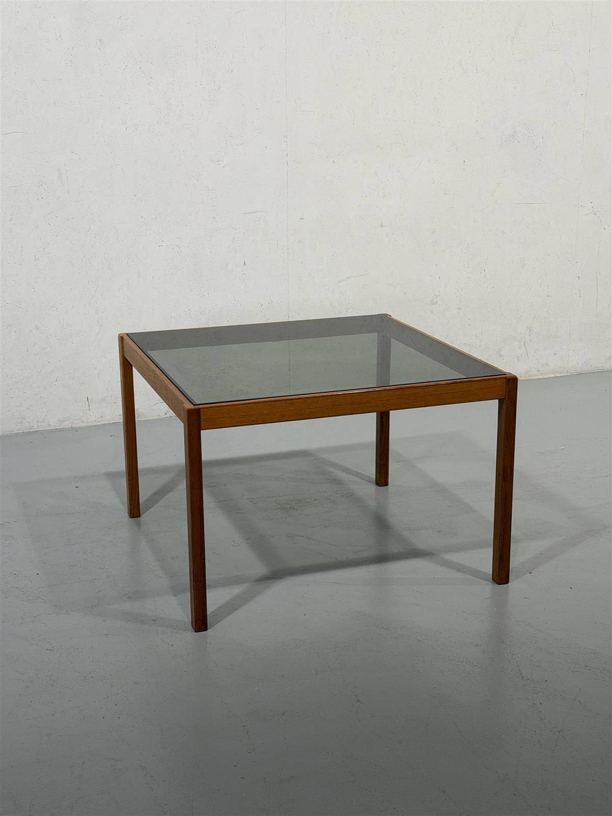 Vintage teak lasipöytä 80x80