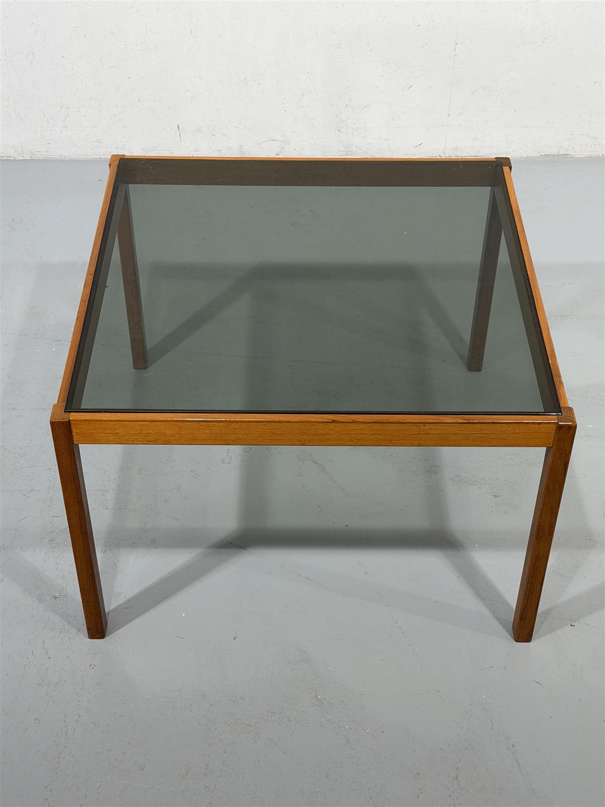 Vintage teak lasipöytä 80x80