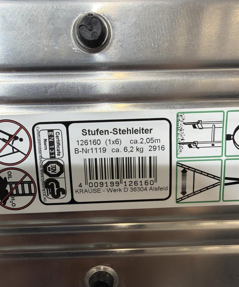 Krause Stufen-Stehleiter askeltikkaat 6 askelta