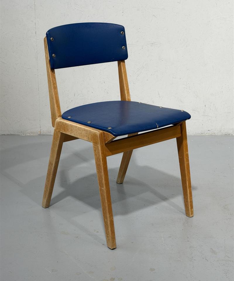 Vintage tuoli sininen kermi