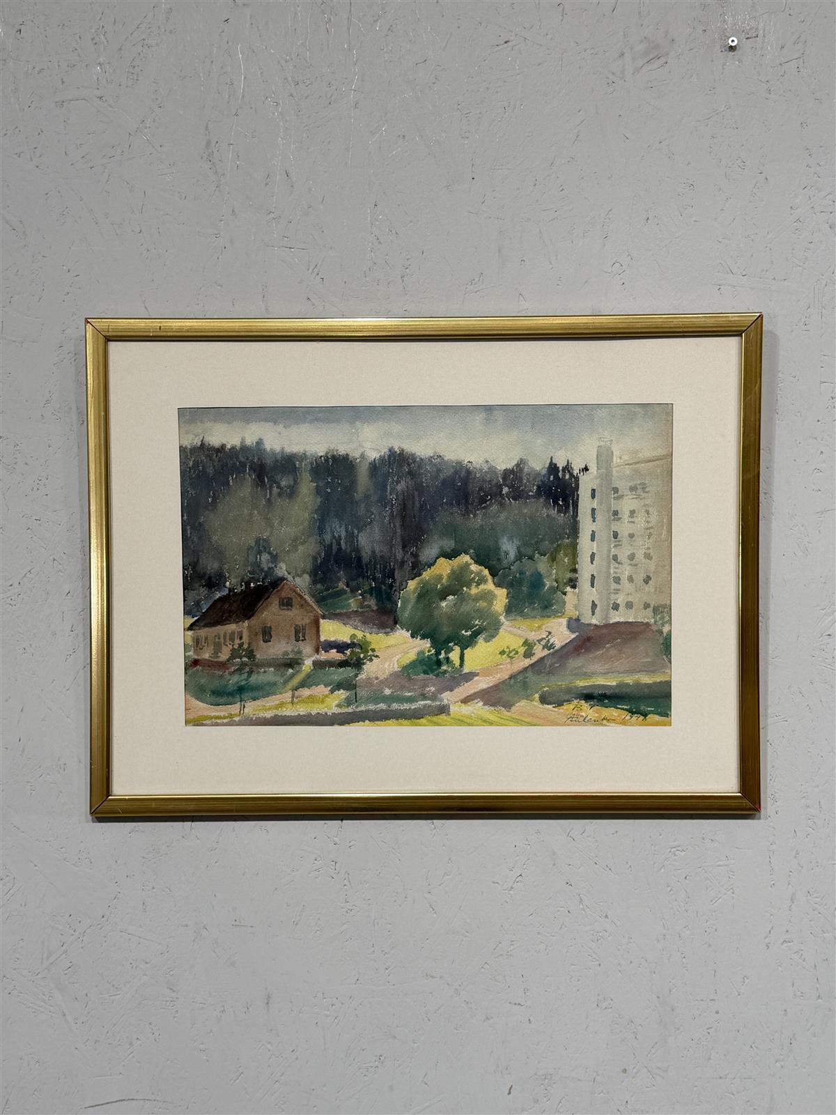 Taulu akvarelli Aulanko Bruno Tuukkanen 1948