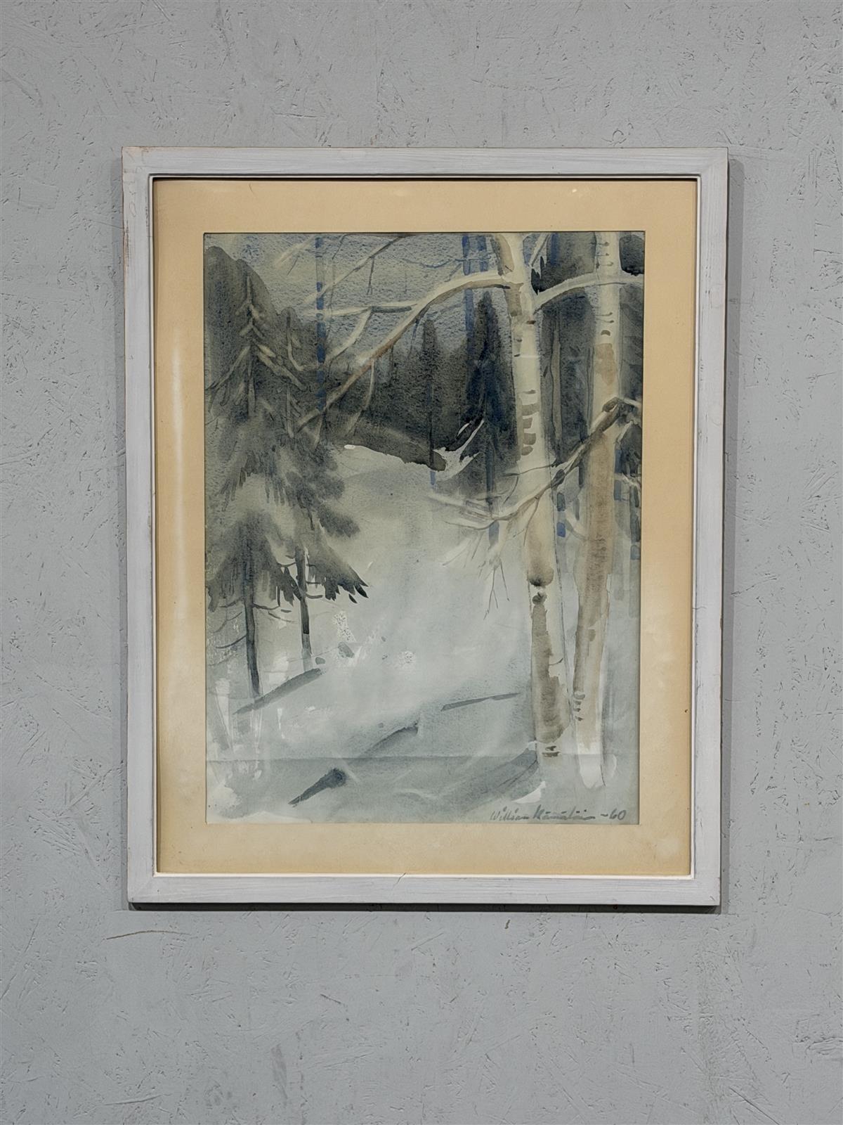 Taulu vesiväri metsämaisema William Hämäläinen 1960